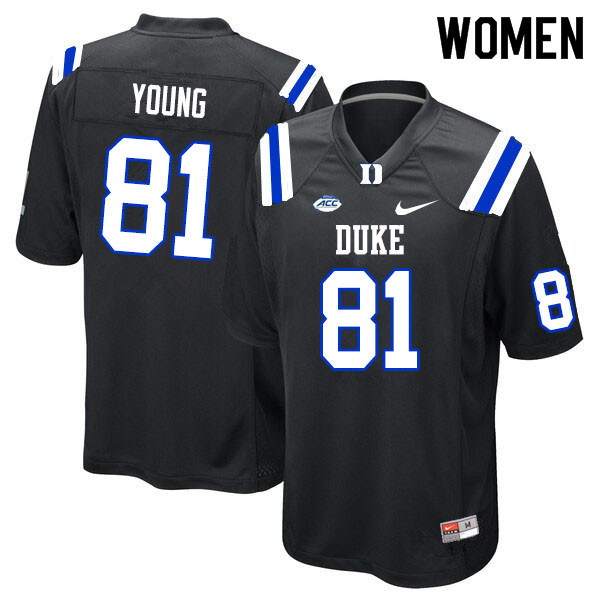 Women #81 Aaron Young Duke Blue Devils College Football Jerseys Sale-Black - Click Image to Close